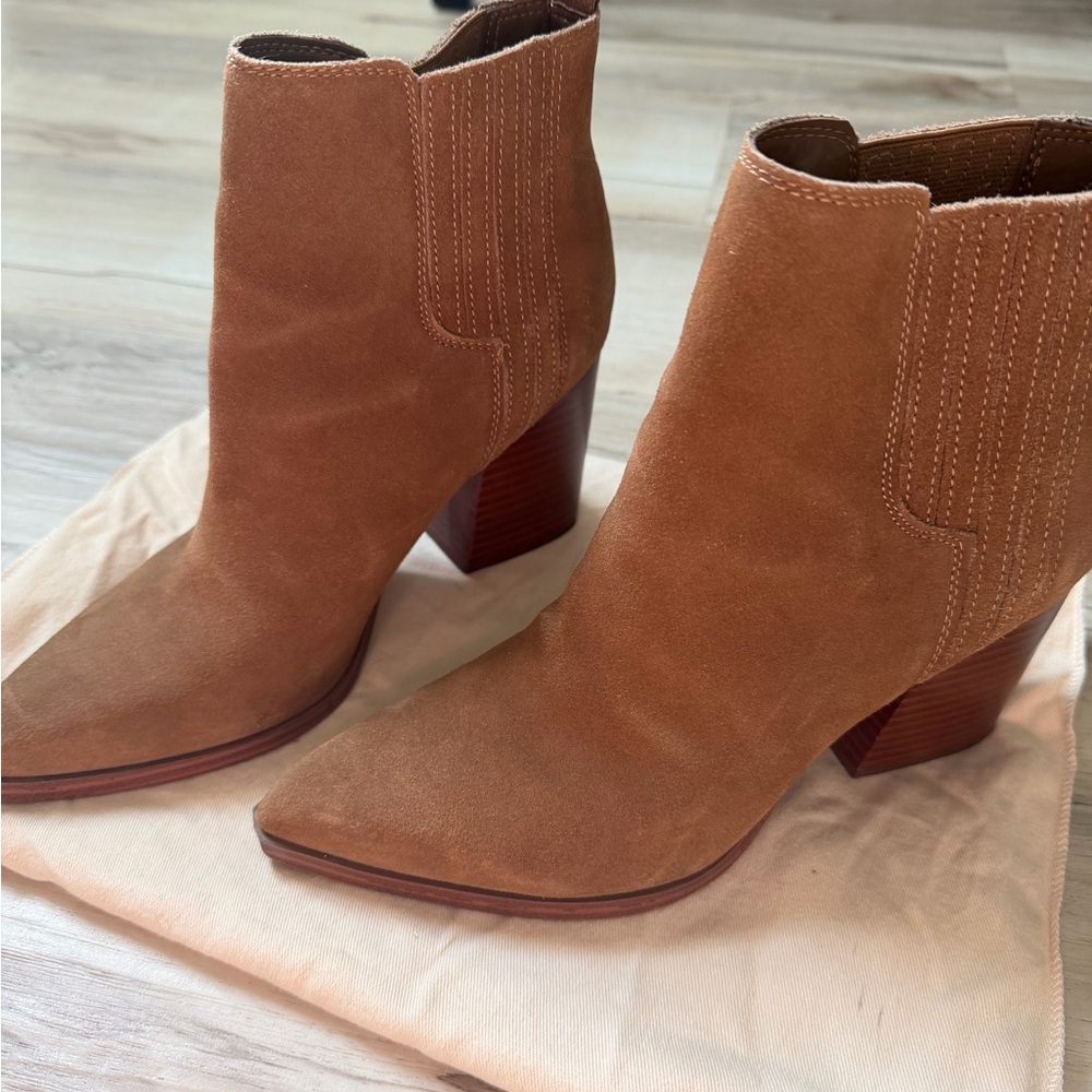 Marc Fisher Tan Suede Ankle Booties